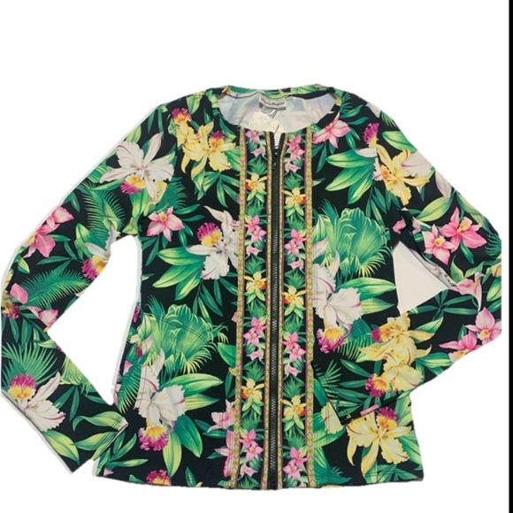 Tommy Bahama Orchid Garden Full Zip Rash Guard Size XS UPF 50 NWT - Picture 1 of 16